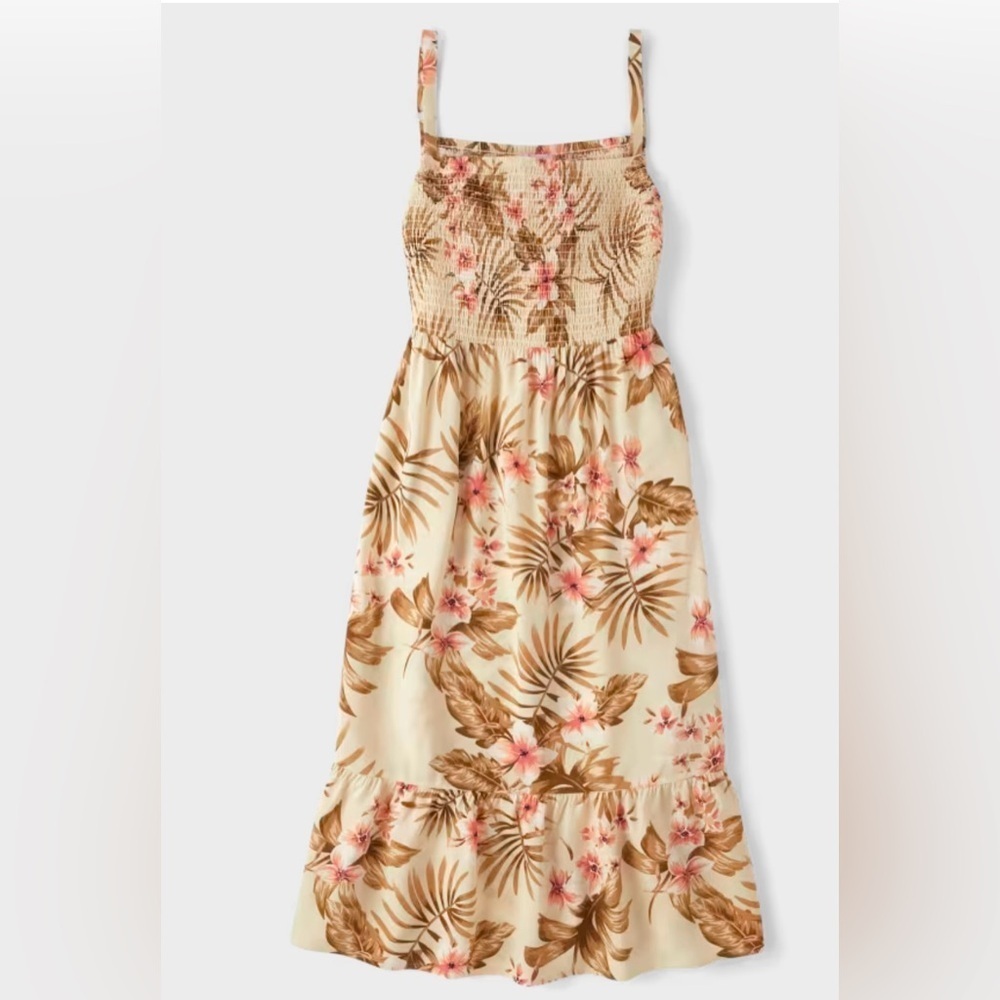 Floral Women’s Dress in Cream and Brown Size Large NWT